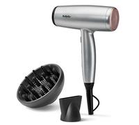 BaByliss Cosmos Secador de Pelo Ligero con Difusor - NUEVO 2025, Secador potente y elegante de 2100W, Acondicionamiento iónico sin frizz, 3 niveles de calor y 2 velocidades, Plateado, D580DE