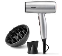 BaByliss Cosmos Secador de Pelo Ligero con Difusor - Secador potente y elegante de 2100W, Acondicionamiento iónico sin frizz, 3 niveles de calor y 2 velocidades, Plateado, D580DE