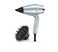BaByliss D773DE Hydro Fusion Secador de pelo profesional Super Iónico, Brillo e Hidratación, Tecnología de Plasma, Difusor, Aire frío, Ligero y compacto, 3 temperaturas, 2 velocidades, Azul Claro