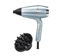BaByliss D773DE Hydro Fusion Secador de pelo profesional Super Iónico, Brillo e Hidratación, Tecnología de Plasma, Difusor, Aire frío, Ligero y compacto, 3 temperaturas, 2 velocidades, Azul Claro