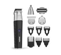 BaByliss Lithium Power MT812U - Multirecortadora 11 en 1, kit de aseo inalámbrico que incluye recortadora de barba y recortadora de pelo de nariz, impermeable, regalos para hombres, negro/gris, MT812U