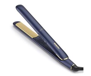 BaByliss Plancha de Pelo Midnight Luxe - Placas flotantes de cerámica con titanio, Deslizamiento suave, Calentamiento rápido en 30 s, 3 ajustes de calor hasta 235°C, Multivoltaje, Azul, 2516PE