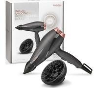 BaByliss Secador de Pelo Smooth Pro con Difusor - Secador Potente de 2100W, Fabricado en Italia, Tecnología iónica antiencrespamiento, 3 ajustes de temperatura y 2 Velocidades, Negro, 6709DE