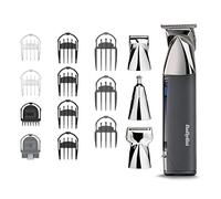 BaByliss Recortadora Multifunción Super-X Metal 15 en 1 - Kit Cuidado Masculino inalámbrico, Afeitadora, Barbero, Detalle nariz y orejas, Resistente al agua, Regalo para hombres, Plateado/Gris, MT996E