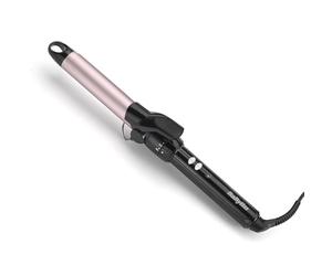 BaByliss Rizador de 25 mm - Tenacilla para rizar, Barril Satin Touch, 10 ajustes de Calor, Rizador de pelo con pinza, Rizos duraderos, Profesional, Negro y rosa, C325E