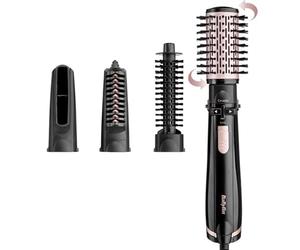 BaByliss Secador, Alisador y Styler - Cepillo rotatorio de aire, Styler iónico con 4 accesorios, Cepillo Voluminizador, Cepillo Secador de pelo, Negro, AS200E