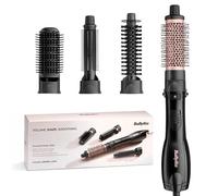 BaByliss Smooth Finish 1200 - Cepillo de Aire Caliente 4-en-1 para Secar, Alisar, Dar Volumen y Moldear, Tecnología Iónica & Cerámica, 4 Accesorios, 1200W, Negro/Rosa, AS122E