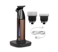BaByliss Super-X Cortabarbas y recortadora de rastrojo, Bronce, T997E | Herramienta profesional con cuchilla T skeleton de titanio negro, 0.2-12mm, pantalla digital, inalámbrico, resistente al agua