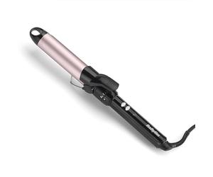 BaByliss Tenacilla 32 mm - Rizador de pelo, Barril Pro Satin Touch, 10 ajustes de temperatura, Calentamiento rápido, Rizos sin encrespamiento, Ondas duraderas, Soporte integrado - Negro y rosa, C332E