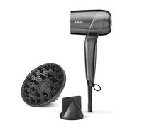 BaByliss Titanium Shine Secador de Pelo con Difusor - Potente y Compacto, Secador Ergonómico, Acondicionamiento Iónico Antifrizz, 3 Niveles de Calor y 3 de Velocidad, Plata, D6200DE