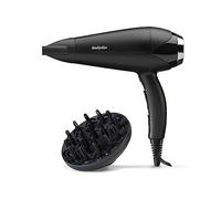 BaByliss Turbo Smooth - Secador de pelo potente de 2200 W, difusor grande, acondicionador iónico sin encrespamiento, 3 ajustes de calor y 2 velocidades, negro, 5572U