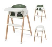 Babylo Sit & Grow - Trona y asiento infantil con arnés seguro y reposapiés, forro acolchado extraíble y bandeja para una fácil limpieza, color blanco y verde