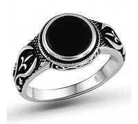 Babylon Silver Onyx Anillo de Plata de Ley 925, Diseño Turco otomano para Hombre, Hecho a Mano, Regalo para Él