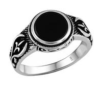 Babylon Silver Onyx Anillo de Plata de Ley 925, Diseño Turco otomano para Hombre, Hecho a Mano, Regalo para Él