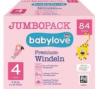 babylove Pañales premium tamaño 4, maxi 7-18 kg, paquete jumbo 2 x 42 unidades, 1 x 84 unidades
