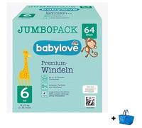 Babylove Pañales premium tamaño 6, XXL, 15-20 kg, paquete jumbo, 64 unidades * Bonus