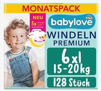 babylove Pañales premium tamaño 6, XXL, 15-20 kg, paquete mensual, 128 unidades