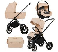 BabyLux® Carrito Bebe 3en1 ROSSO, Conjunto de Cochecito Ligero y Plegable Que Incluye Capazo, Silla de Paseo, Portabebés i-Size, Bolso Cambiador y Más Accesorios, 0-22kg, Protección UV 50+,Ventilación