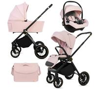BabyLux® Carrito Bebe 3en1 ROSSO, Conjunto de Cochecito Ligero y Plegable Que Incluye Capazo, Silla de Paseo, Portabebés i-Size, Bolso Cambiador y Más Accesorios, 0-22kg, Protección UV 50+,Ventilación