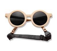 BABYMOCS Gafas de sol para bebé, 0 - 1,5 años, bioplasticas y polarizadas, redondas, sin BPA, 100% protección UV, con banda y flexibles, diseño sueco, amarillo, Baby