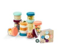 Babymoov Babybols recipientes de vidrio para papillas - para almacenar y congelar papillas, 4x 220ml + 4x 100ml + libro de recetas