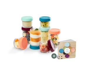 Babymoov Babybols recipientes de vidrio para papillas - para almacenar y congelar papillas, 4x 220ml + 4x 100ml + libro de recetas