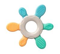 babynova Anneau de Dentition et de Préhension - dès 3+ mois - Jouet pour bébé - Soulagement des douleurs dentaires et gingivales - Développement de la motricité - Sans BPA - Jaune Bleu