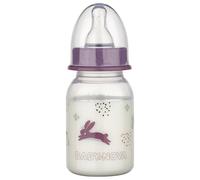 babynova Biberón de 120ml con tetina de silicona de flujo lento anti-cólicos para recién nacidos - Sin BPA - Conejos