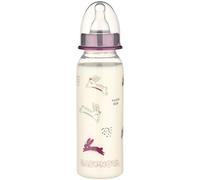 babynova Biberón de 240ml con tetina de silicona de flujo medio anti-cólicos para recién nacidos - Sin BPA - Conejos
