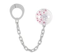 babynova Cadena para Chupete con Clip y Anillo Adaptador - Set De 2 Piezas - Sujetachupetes para Bebé - Compatible con Cualquier Chupete - Esencial para Recién Nacidos - Sin BPA - Puntos rosas