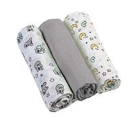 Babyono Pañales de muselina supersuave, 70 x 70 cm (3 unidades), paños para eructos (gris/oso lunar)