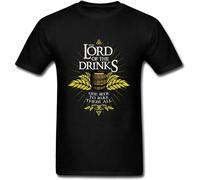 BabyPaper Lord of Drinks T-Shirt Rule Them All Beer Oktoberfest Short Sleeve Top Graphic Black S