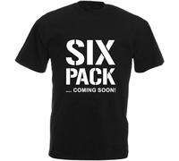 BabyPaper Men's Six Pack Coming Soon Funny T Shirt Comedy Gym Black S