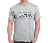 BabyPaper Thats What I Do I Drink And I Know Things T Shirt Vintage Tee T-Shirt Grey, gris, XL