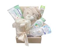 Babyparty - Set de regalo con personalización/manta para bebé, cepillo y peine con nombre + peluche de peluche + otros extras - regalo para bautizo, nacimiento (beige - TEDDY con juego de gorro para