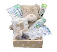 Babyparty - Set de regalo con personalización/manta para bebé, cepillo y peine con nombre + peluche de peluche + otros extras - regalo para bautizo, nacimiento (beige/blanco - Juego de oso de peluche