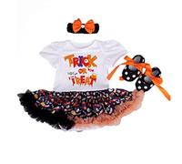 BabyPreg Mi Primer Traje de Halloween para niña Infantil Disfraz de Acción de Gracias Conjunto de Vestido de Calabaza para bebé(6-9 Meses, Blanco)