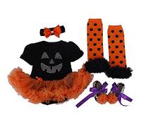 BabyPreg Mi Primer Traje de Halloween para niña Infantil Disfraz de Acción de Gracias Conjunto de Vestido de Calabaza para bebé(12-18 Meses, Calabaza Negra)