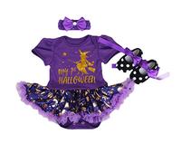 BabyPreg Mi Primer Traje de Halloween para niña Infantil Disfraz de Acción de Gracias Conjunto de Vestido de Calabaza para bebé(12-18 Meses, Púrpura)