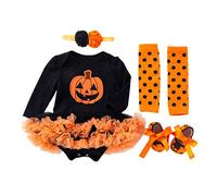 BabyPreg Mi Primer Traje de Halloween para niña Infantil Disfraz de Acción de Gracias Conjunto de Vestido de Calabaza para bebé(6-9 Meses, Calabaza Larga)