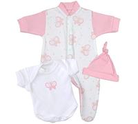 Babyprem Bebé Prematuro Pijama Body Sombrero Ropa Rosa Niñas 32-38cm Mariposa Rosa P1