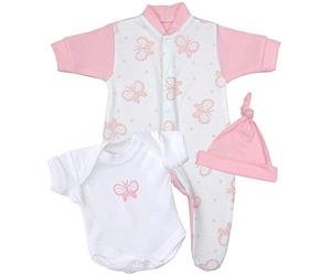 Babyprem Bebé Prematuro Pijama Body Sombrero Ropa Rosa Niñas 38-44cm Mariposa Rosa P2