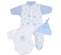 Babyprem Bebé Prematuro Pijama Body Sombrero Ropa Rosa Niños 32-38cm Oso Azul P1