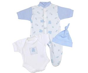 Babyprem Bebé Prematuro Pijama Body Sombrero Ropa Rosa Niños 32-38cm Oso Azul P1