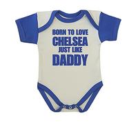BabyPrem Body para bebé con texto "Born to Love Chelsea Like Daddy", 50-80 cm, azul, 68-74cm
