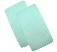 BabyPrem Paquete de 2 sábanas bajeras de algodón para cuna de viaje para bebé, 95 x 65 cm, color aguamarina