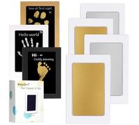 BabyQunt Kit de huellas de manos y pies de bebé sin tinta, kit de almohadilla de tinta de tacto limpio, sello de mano infantil seguro sin ensuciar, paquete de 4 almohadillas de impresión sin tinta