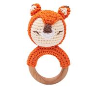 Babyrassel Gehäkelt Greifling Baby Holz gehäkelte Gehäkelte Babyrassel Handmade Rassel Greifling Baby Rassel Beißring Holz Babyrassel Greifling Spielzeug Geschenk zur Geburt für Junge Mädchen