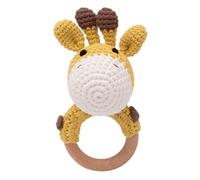 Babyrassel Gehäkelt Greifling Baby Holz gehäkelte Gehäkelte Babyrassel Handmade Rassel Greifling Baby Rassel Beißring Holz Babyrassel Greifling Spielzeug Geschenk zur Geburt für Junge Mädchen
