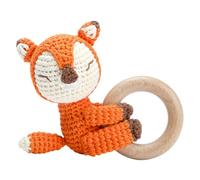 Babyrassel Gehäkelt Greifling Baby Holz gehäkelte Gehäkelte Babyrassel Handmade Rassel Greifling Baby Rassel Beißring Holz Babyrassel Greifling Spielzeug Taufgeschenk für Mädchen und Jungen